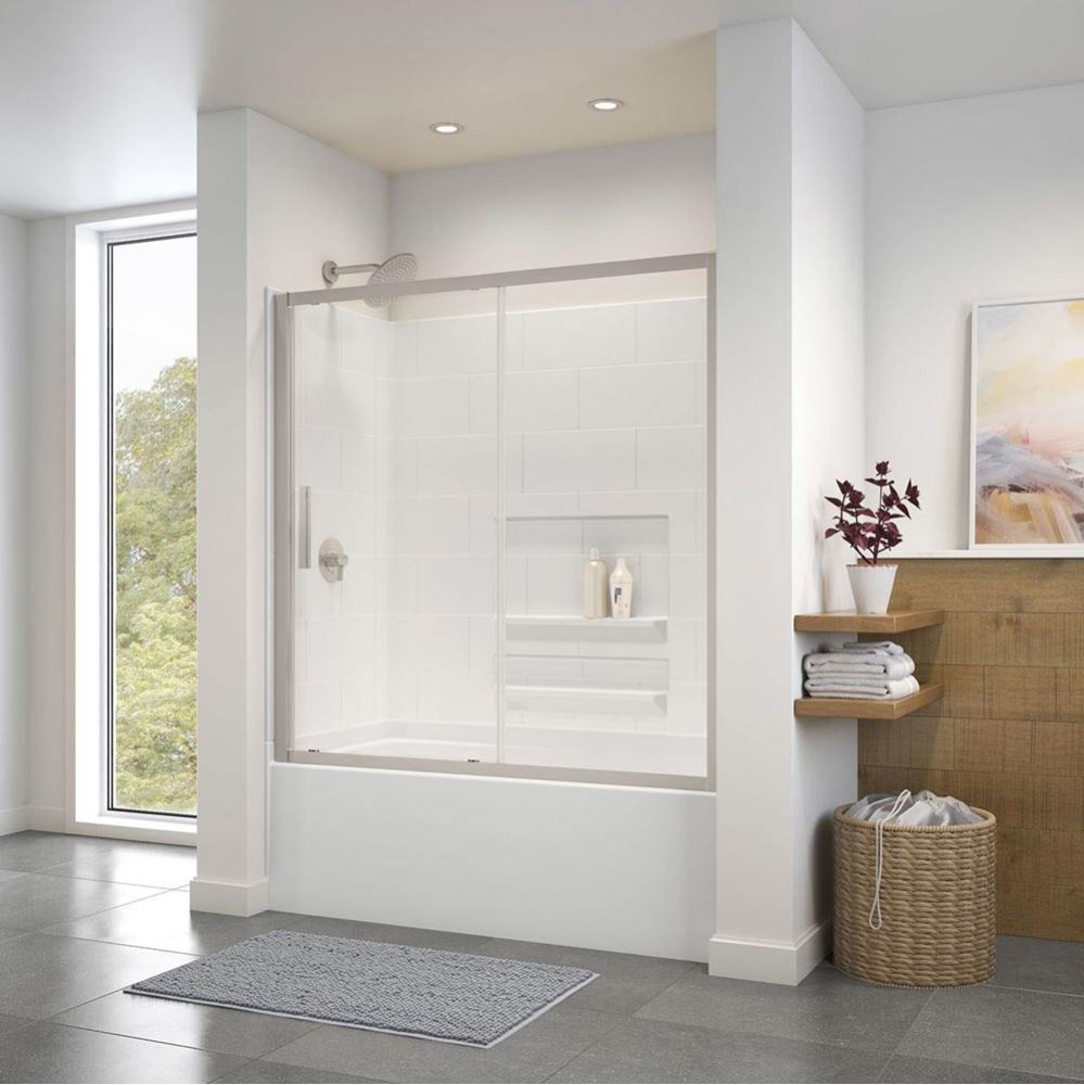 Connect 55 ½-57 x 57 in. 6mm Sliding Tub Door for Alcove Installation with Clear Glass in Bru