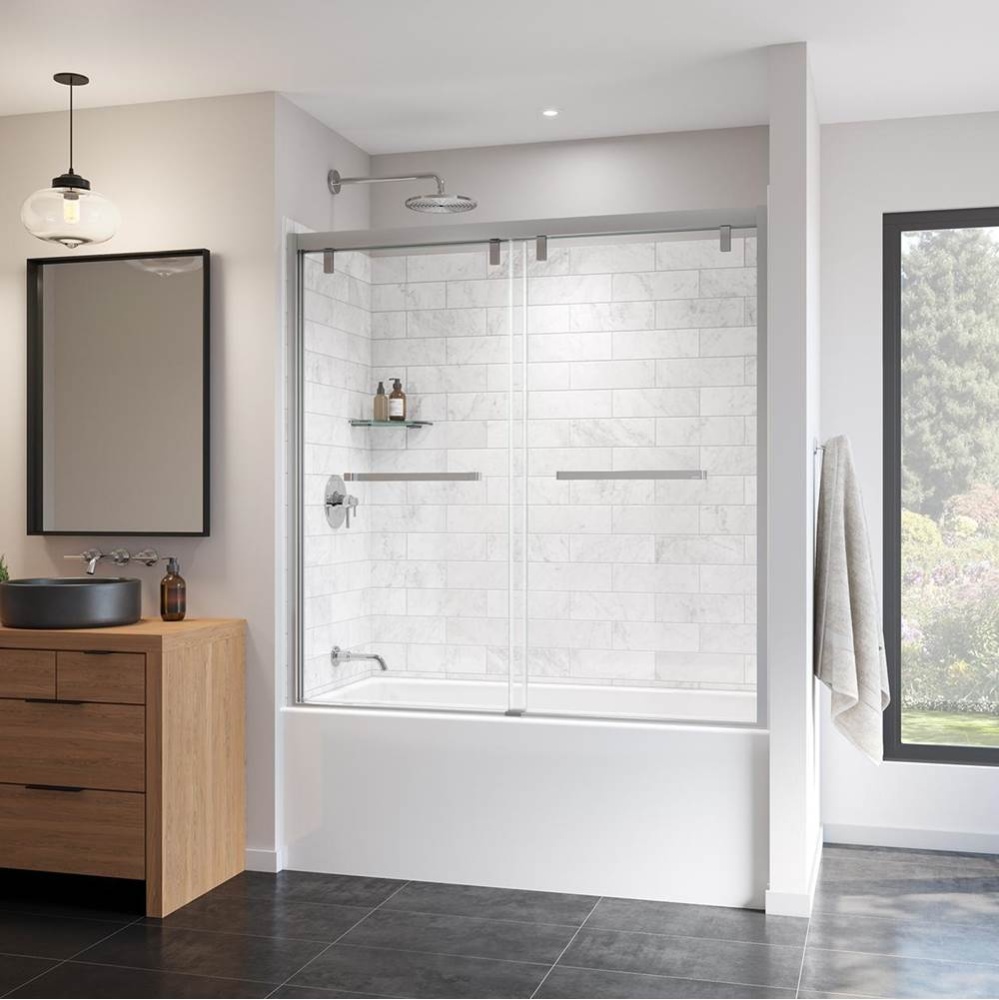 Uptown 56-59 x 58 in. 8 mm Bypass Tub Door for Alcove Installation with Clear glass in Chrome