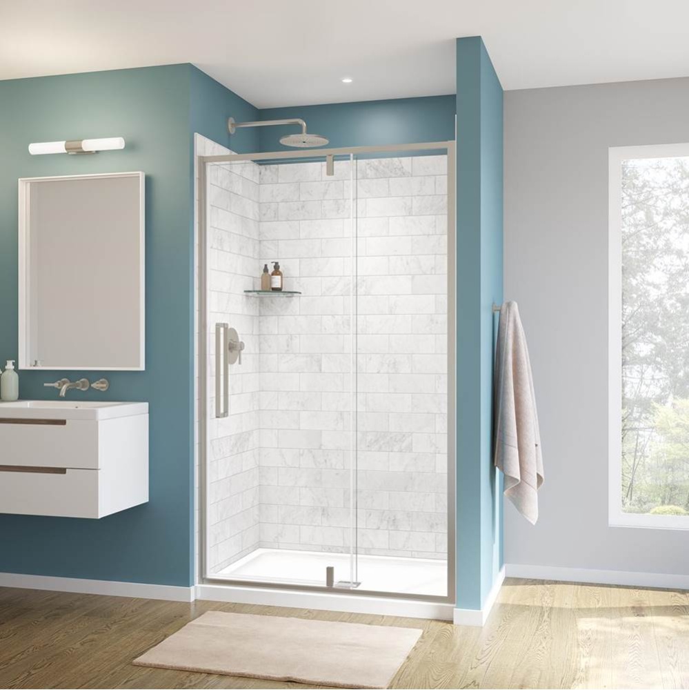 Uptown 45-47 x 76 in. 8 mm Pivot Shower Door for Alcove Installation with Clear glass in Brushed N