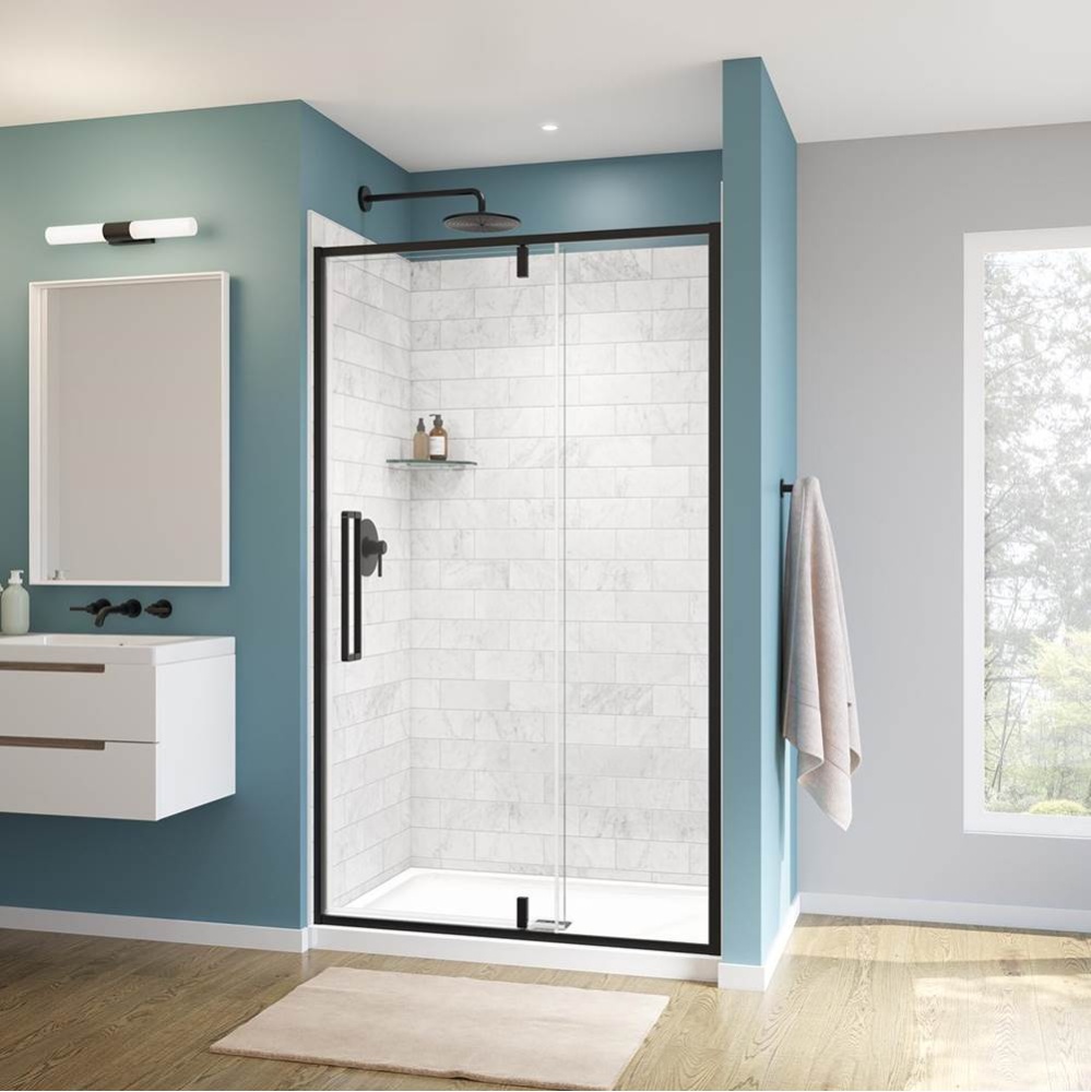 Uptown 45-47 x 76 in. 8 mm Pivot Shower Door for Alcove Installation with Clear glass in Matte Bla
