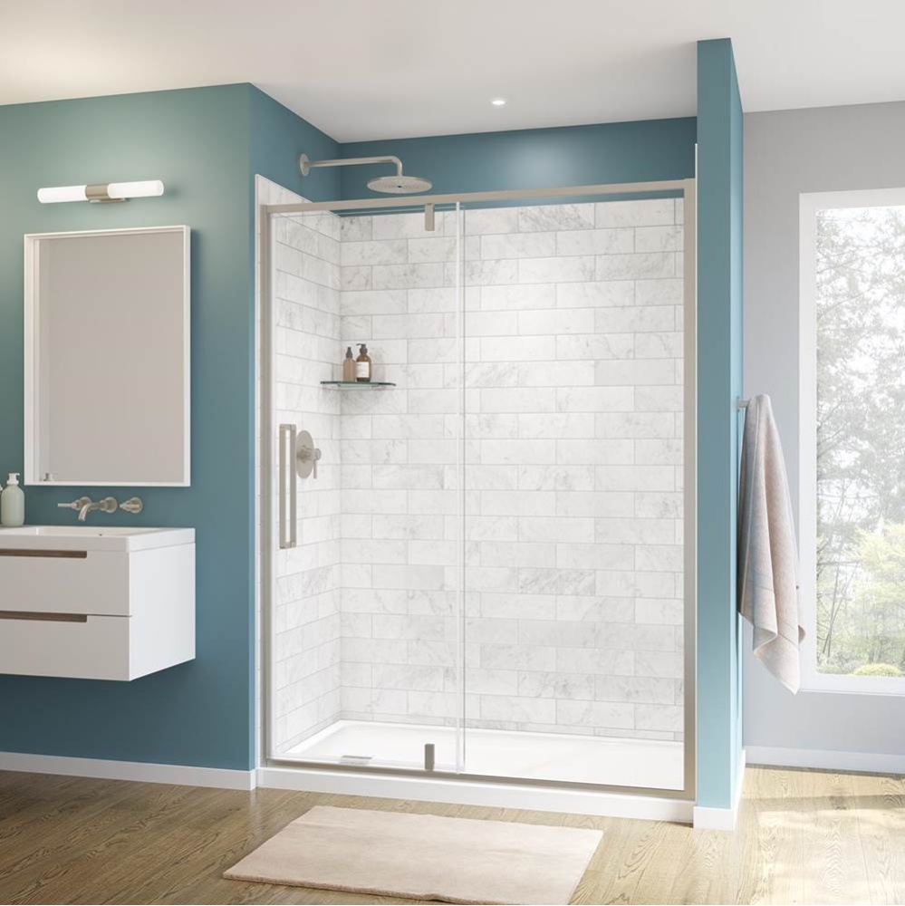 Uptown 57-59 x 76 in. 8 mm Pivot Shower Door for Alcove Installation with Clear glass in Brushed N