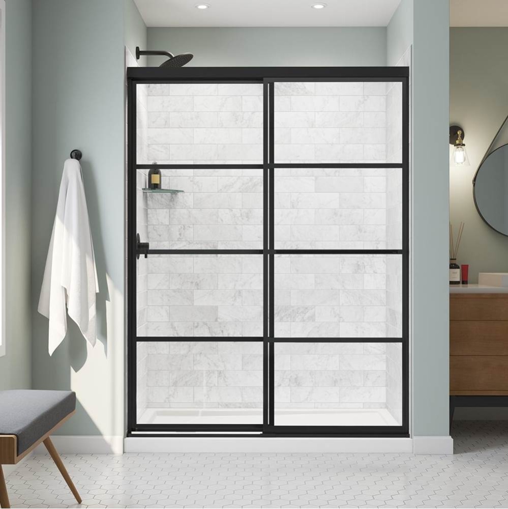 Incognito 76 Shaker 56-59 x 76 in. 8mm Bypass Shower Door for Alcove Installation with Shaker glas
