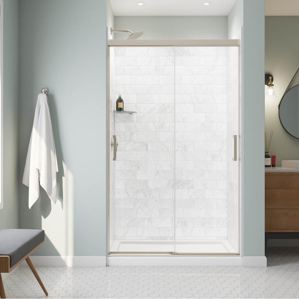 Incognito 76 44-47 x 76 in. 8mm Bypass Shower Door for Alcove Installation with Clear glass in Bru