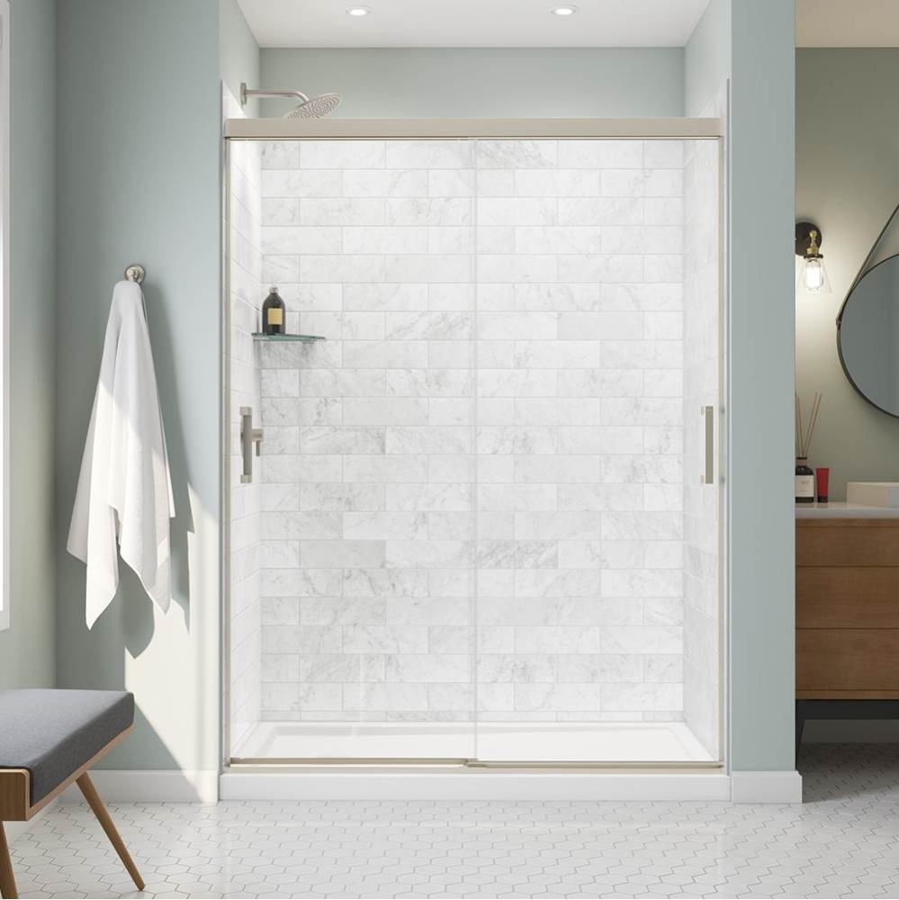 Incognito 76 56-59 x 76 in. 8mm Bypass Shower Door for Alcove Installation with Clear glass in Bru
