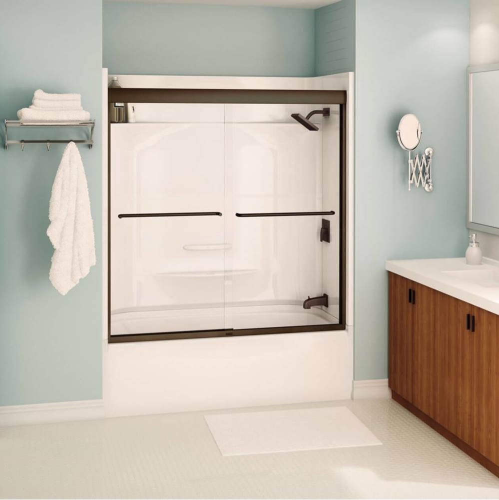 Aura 55-59 x 57 in. 6 mm Sliding Tub Door for Alcove Installation with Clear Glass in Dark Bronze