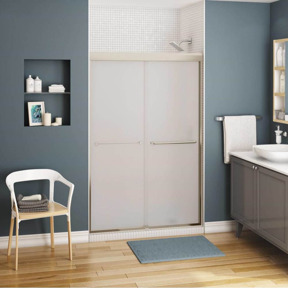 Aura 43-47 x 71 in. 6 mm Bypass Shower Door for Alcove Installation with Frosted Glass in Brushed