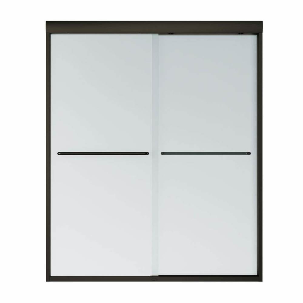 Aura 55-59 x 71 in. 6 mm Sliding Shower Door for Alcove Installation with Frosted Glass in Dark Br