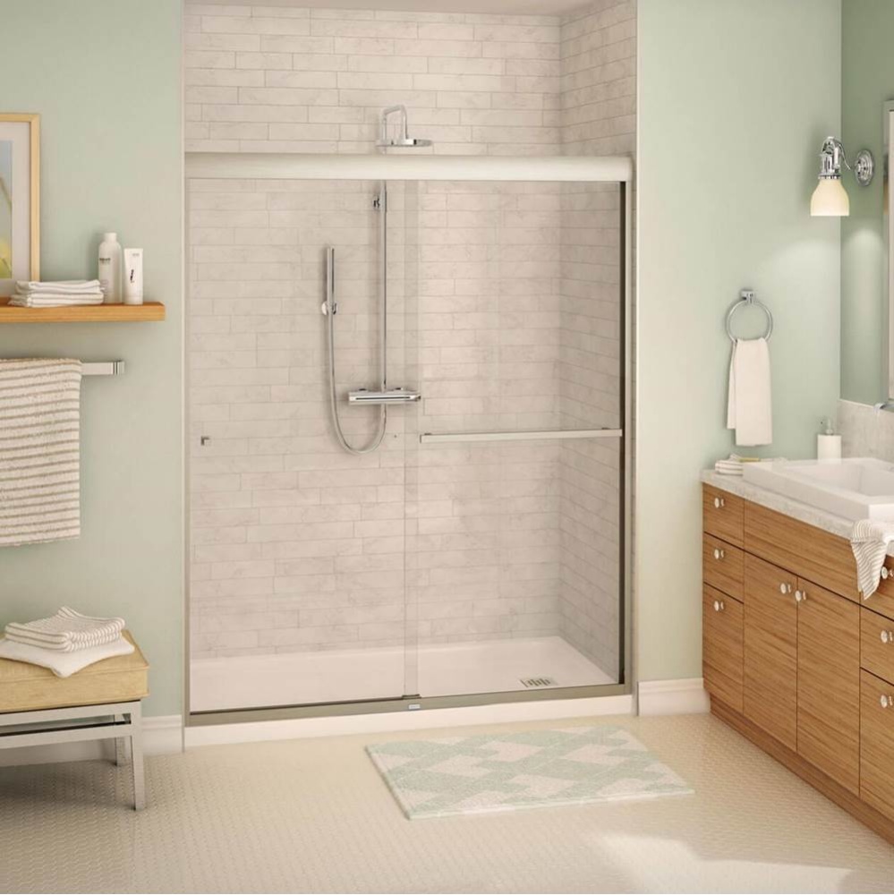 Aura SC 55-59 in. x 71 in. 8 mm Bypass Shower Door for Alcove Installation with Clear Glass in Bru