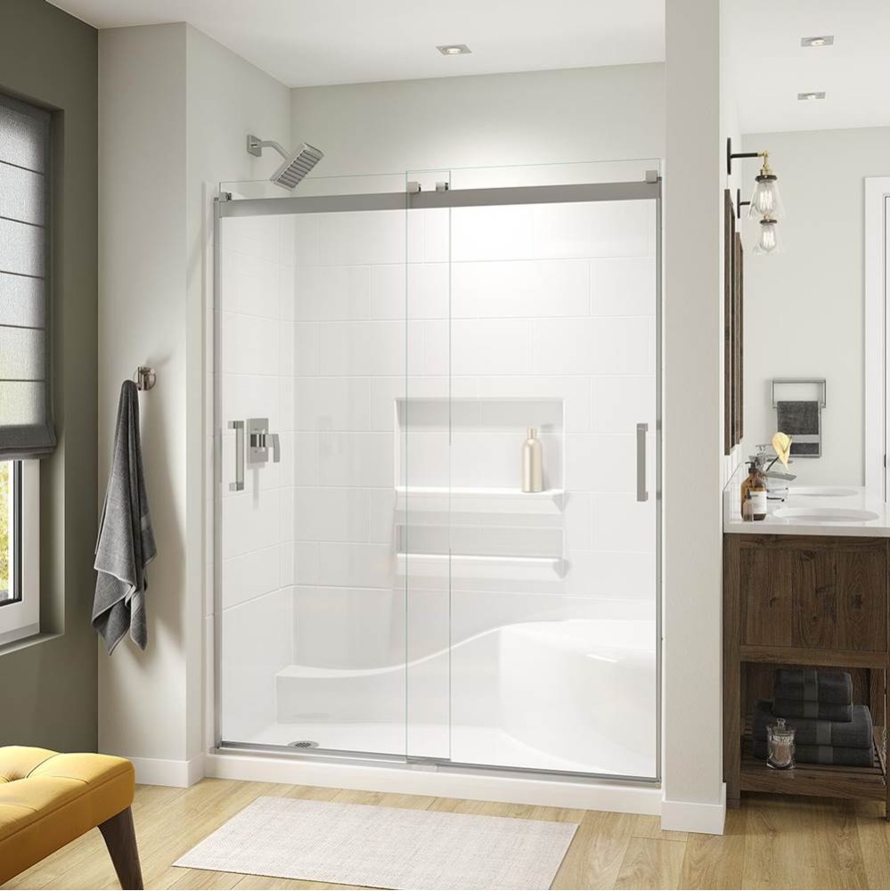 Revelation Square 56-59 x 70.5-73 in. 8mm Bypass Shower Door for Alcove Installation with Clear gl
