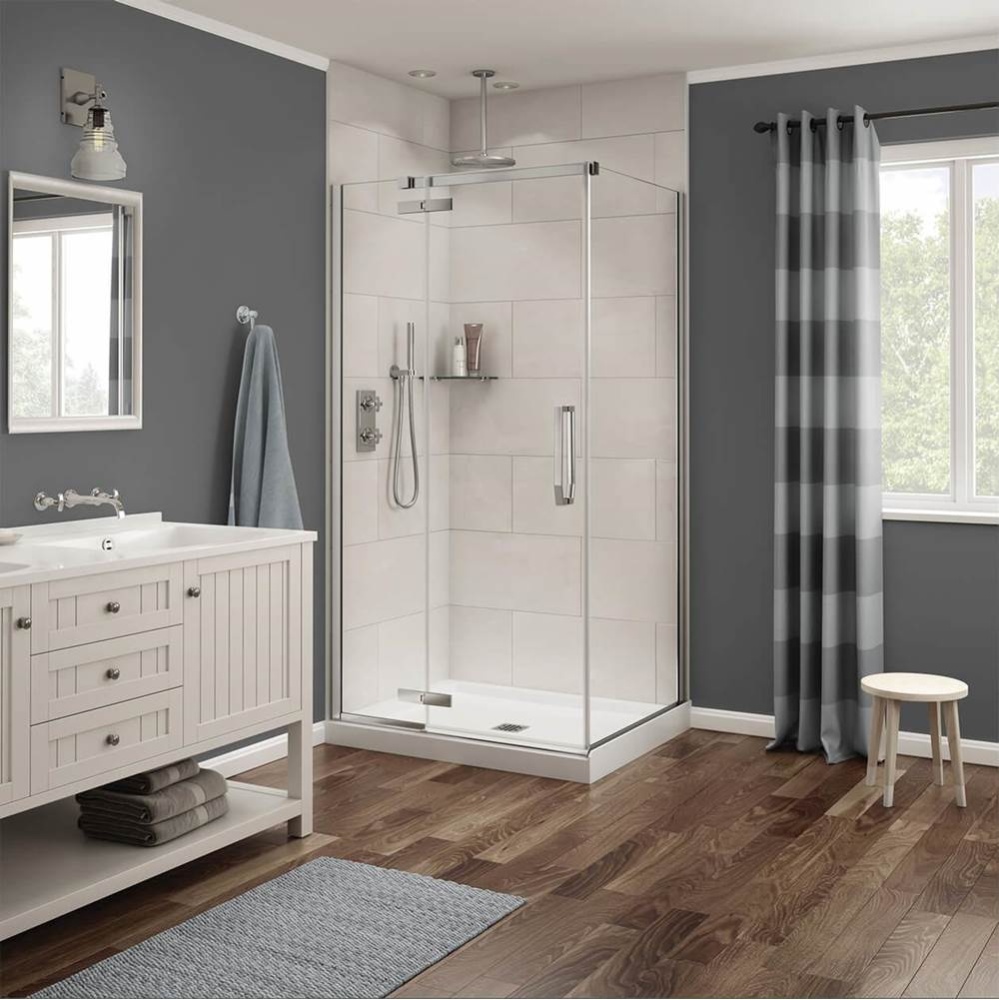 Link Rectangular 42 x 34 x 75 in. 8mm Pivot Shower Door for Corner Installation with Clear glass i