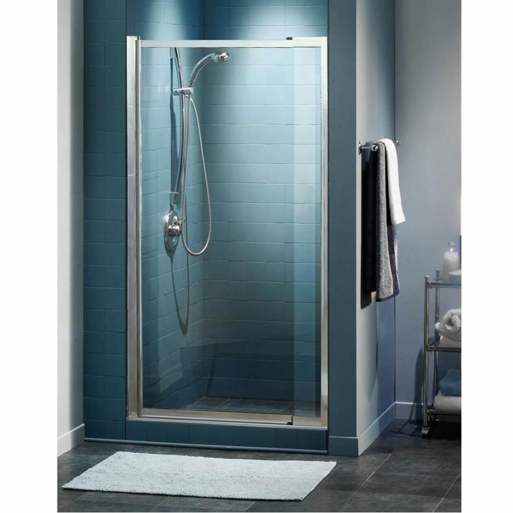 Pivolok Deluxe 32.5-37 x 64.5 in. Pivot Shower Door for Alcove Installation with Clear glass in Ch