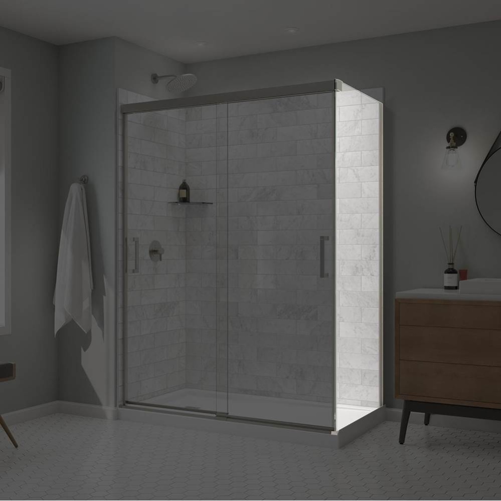 Incognito 76 Return Panel for 32 in. Base with Clear glass in Brushed Nickel