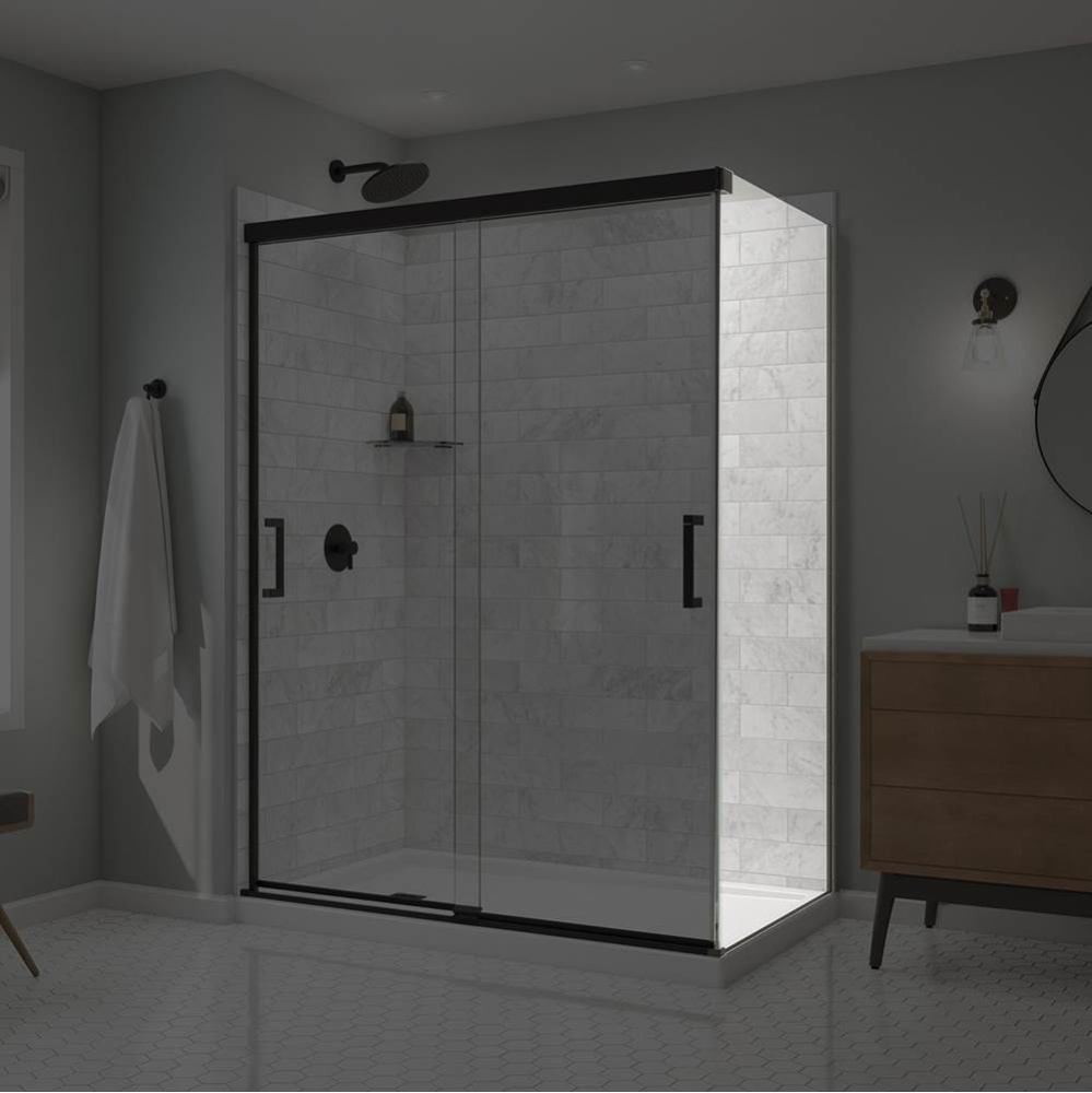 Incognito 76 Return Panel for 36 in. Base with Clear glass in Matte Black