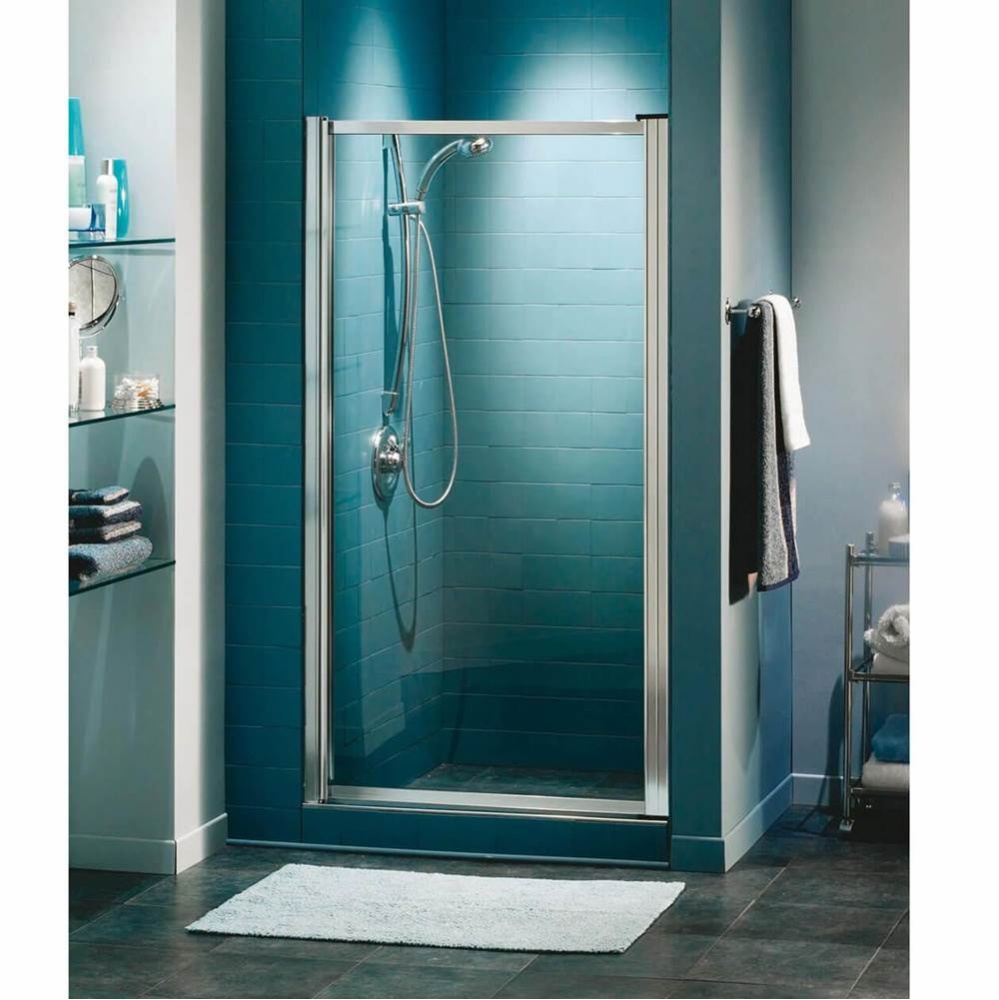 Pivolok 19-20.75 x 64.5 in. Pivot Shower Door for Alcove Installation with Clear glass in Chrome