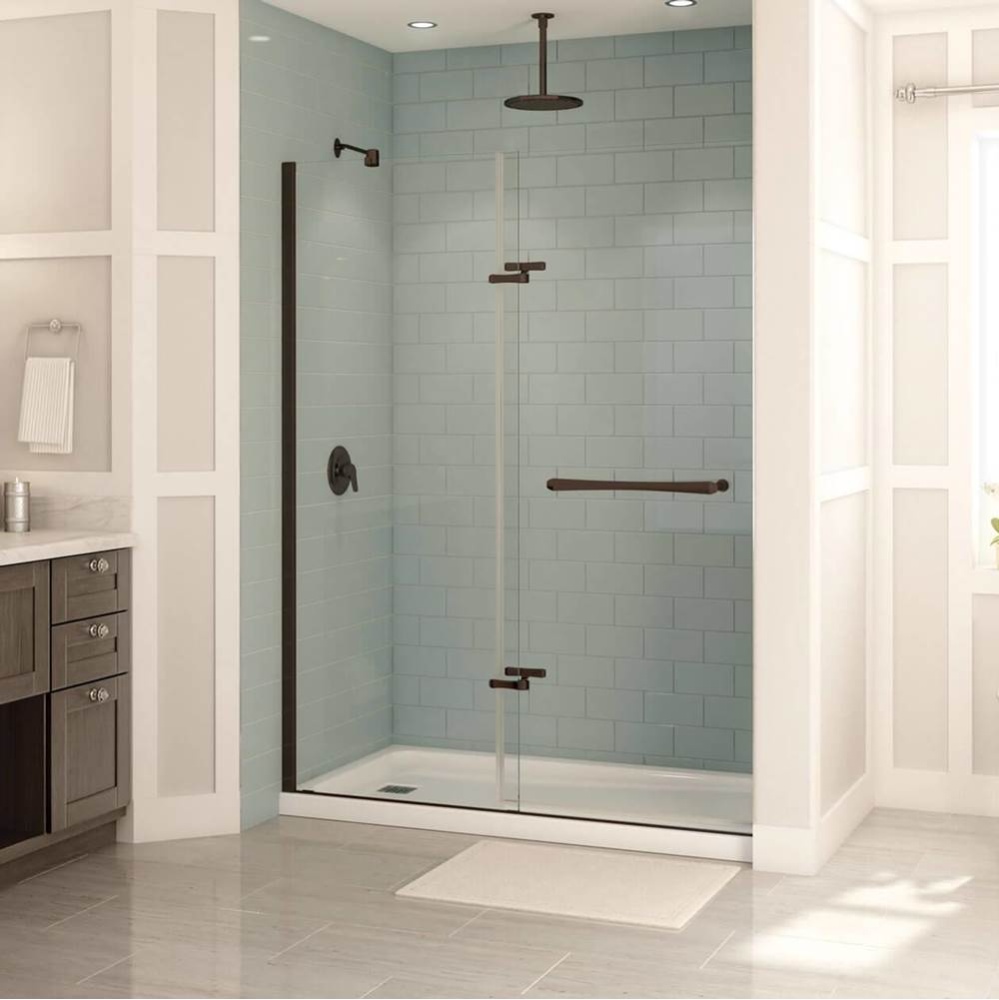 Reveal 56-59 in. x 70.5 in. Pivot Alcove Shower Door with Clear Glass in Dark Bronze