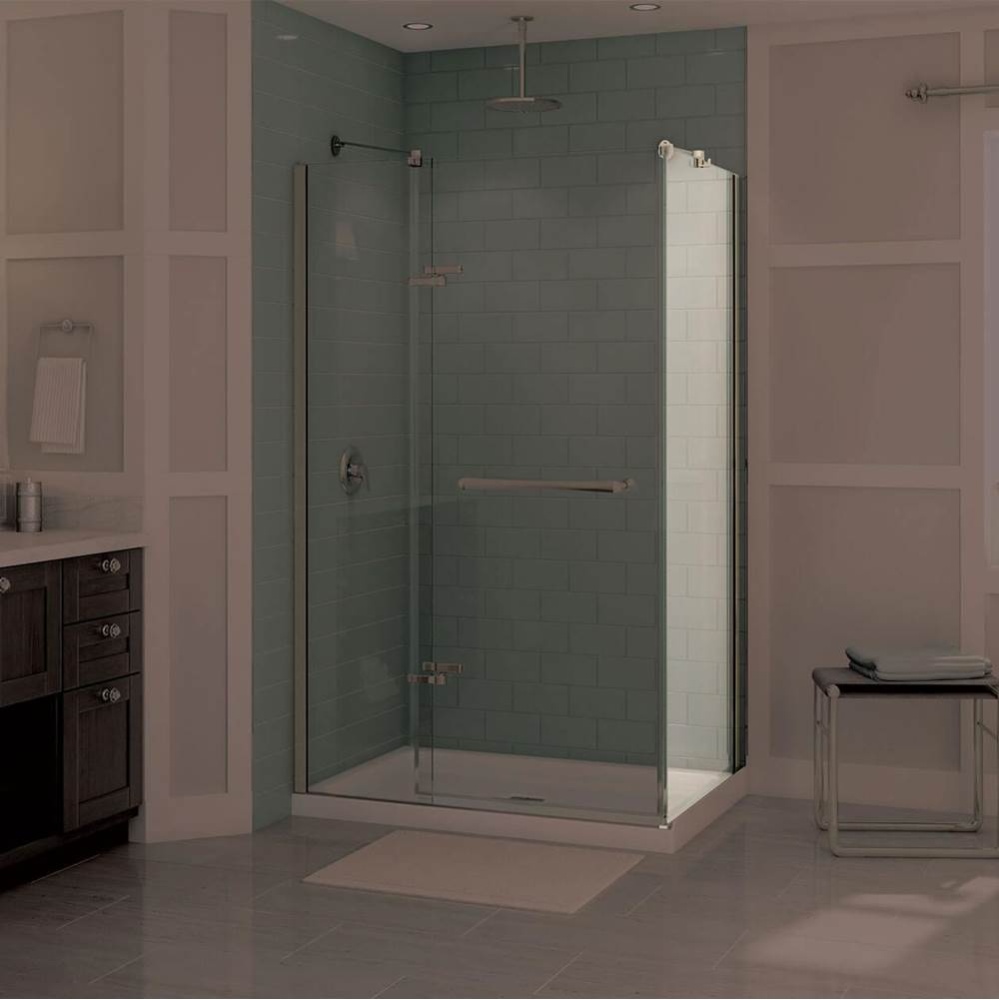 Reveal 71 Return Panel for 36 in. Base with Clear glass in Brushed Nickel