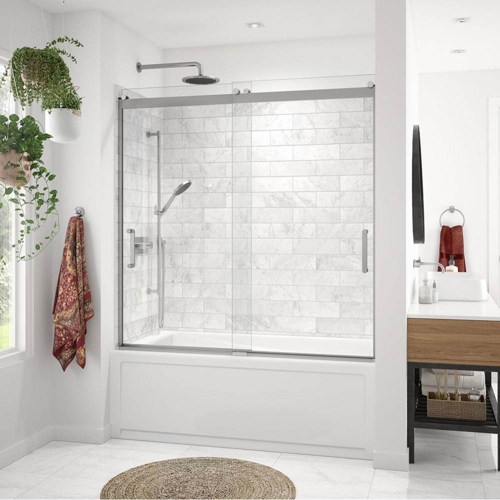 Revelation Round 56-59 x 56.75-59.25 in. 8mm Bypass Tub Door for Alcove Installation with Clear gl