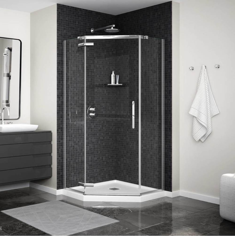Link Curve Neo-angle 40 x 40 x 75 in. 8mm Pivot Shower Door for Corner Installation with Clear gla