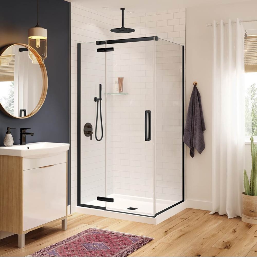 Hana Rectangular 42 x 34 x 75 in. 8mm Pivot Shower Door for Corner Installation with Clear Glass i