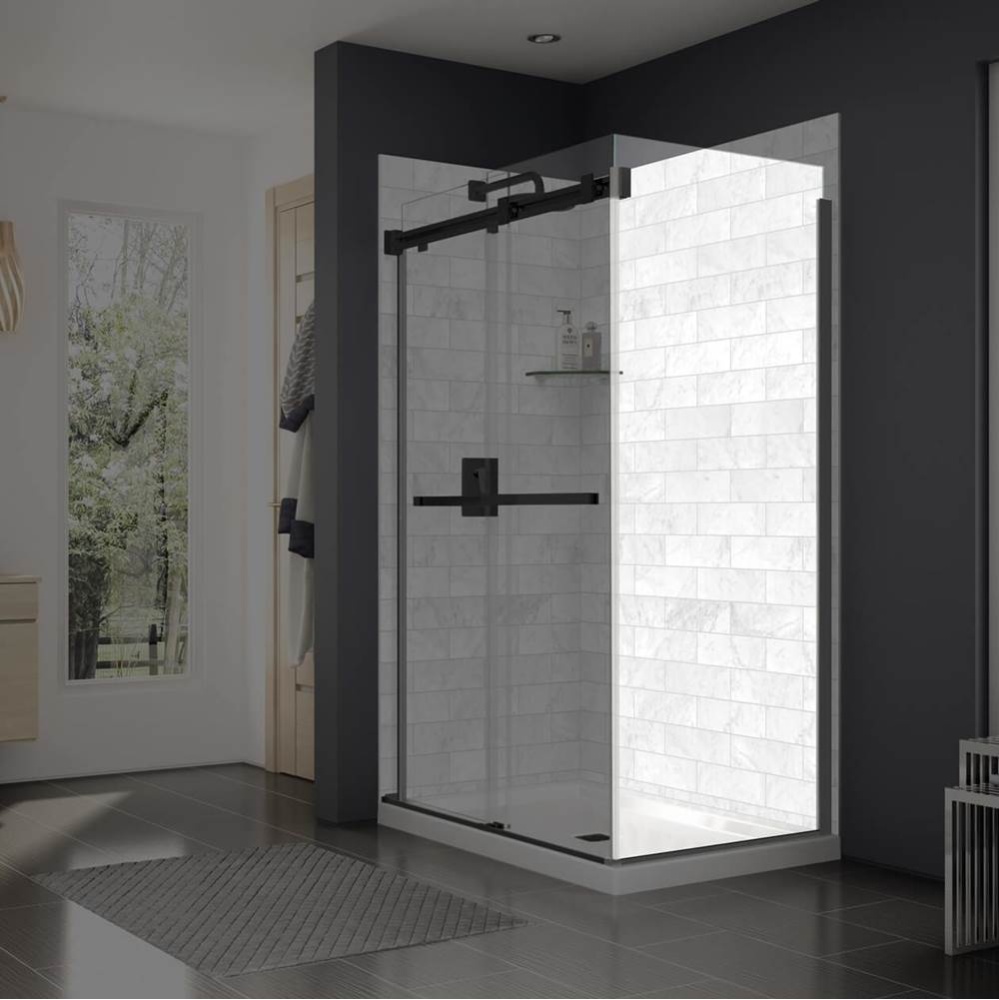 Duel and Inverto Return Panel for 32 in. Base with Clear glass in Matte Black