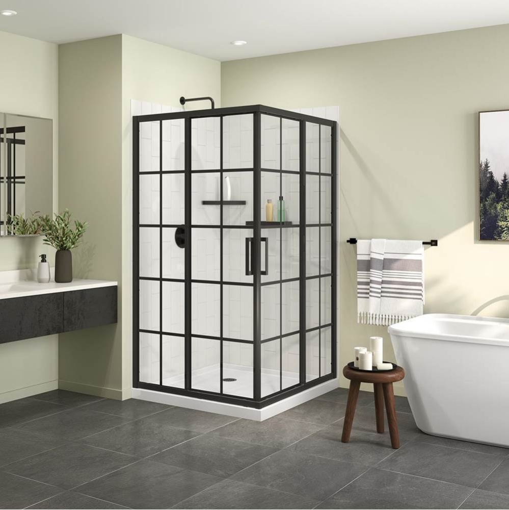 Radia Square 42 x 42 x 71.5 in. 6 mm Sliding Shower Door for Corner Installation with French glass