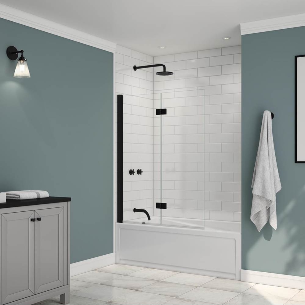 Edge Access 42 x 56 in. 6 mm Pivot Tub Screen for Alcove Installation with Clear glass in Matte Bl