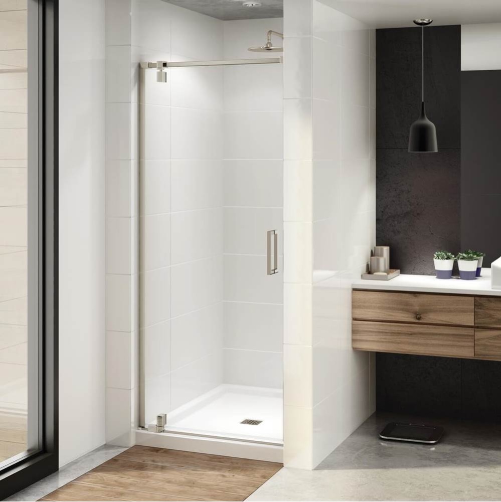 ModulR 34 x 78 in. 8 mm Pivot Shower Door for Alcove Installation with Clear glass in Brushed Nick