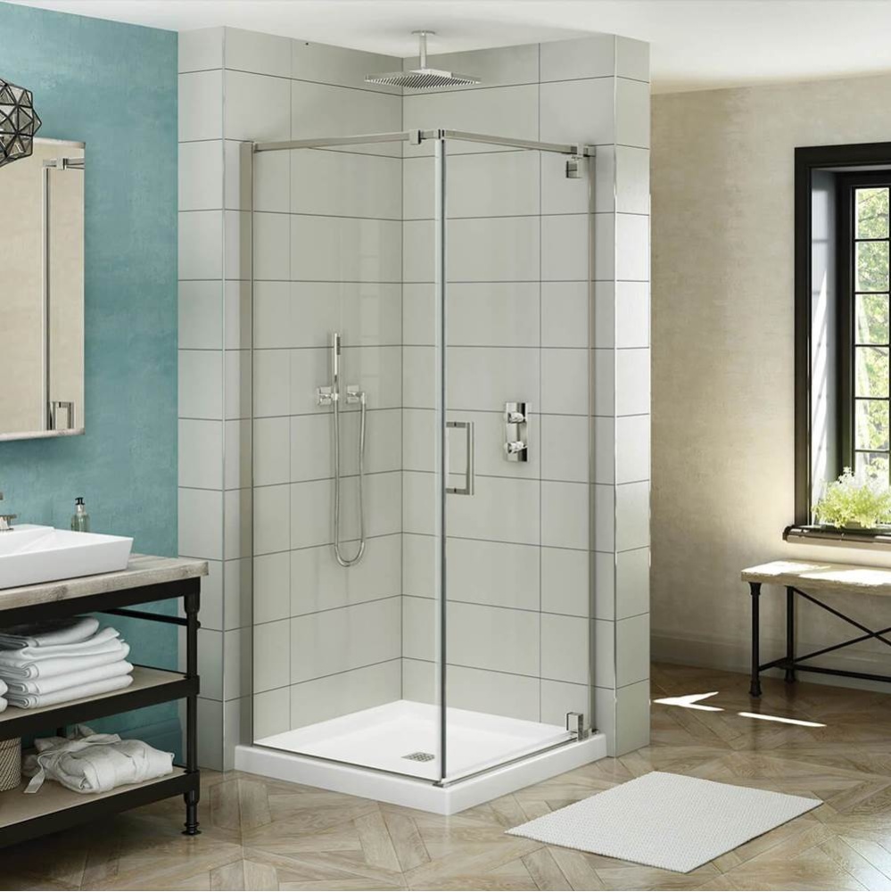 ModulR 36 x 36 x 78 in. 8mm Pivot Shower Door for Corner Installation with Clear glass in Brushed
