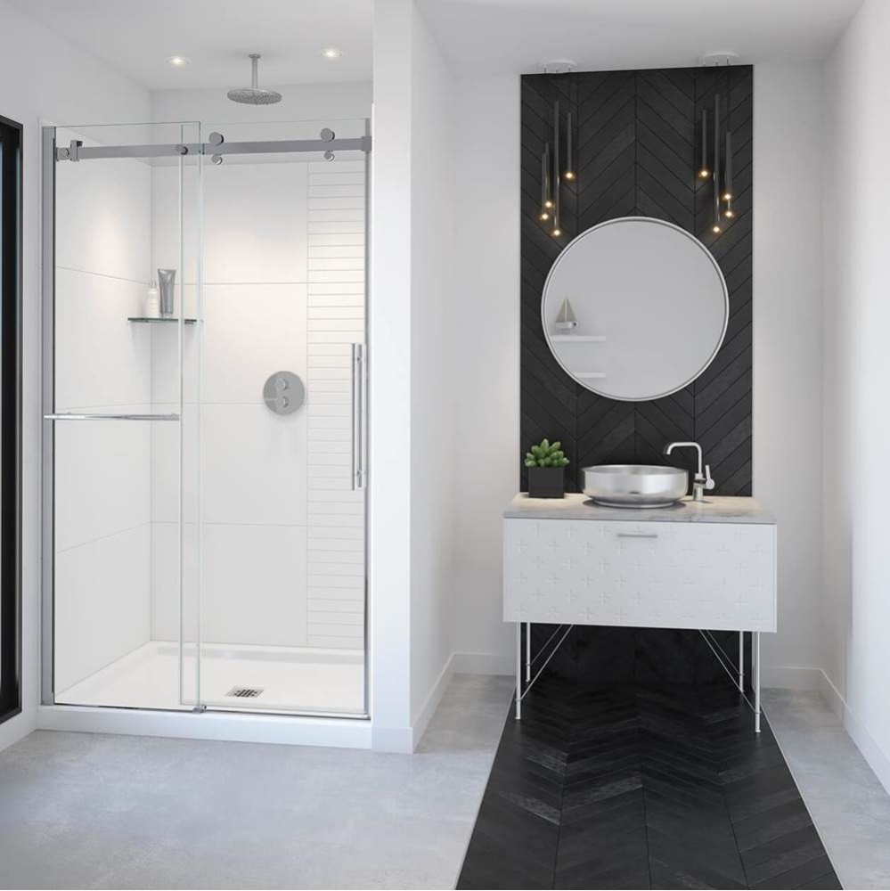 Vela 44.5-47 x 78.75 in. 8mm Sliding Shower Door with Towel Bar for Alcove Installation with Clear