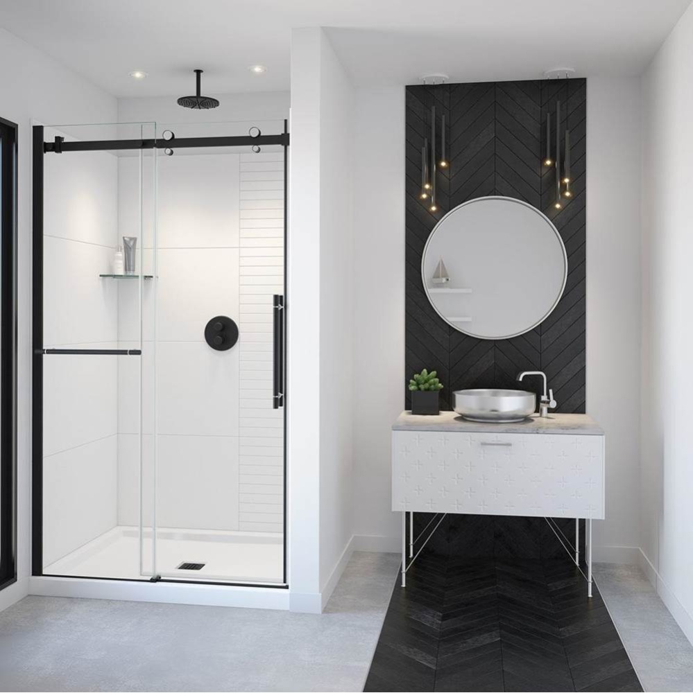 Vela 44.5-47 x 78.75 in. 8mm Sliding Shower Door with Towel Bar for Alcove Installation with Clear