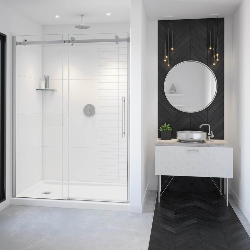 Vela 56.5-59 x 78.75 in. 8mm Sliding Shower Door for Alcove Installation with Clear glass in Chrom