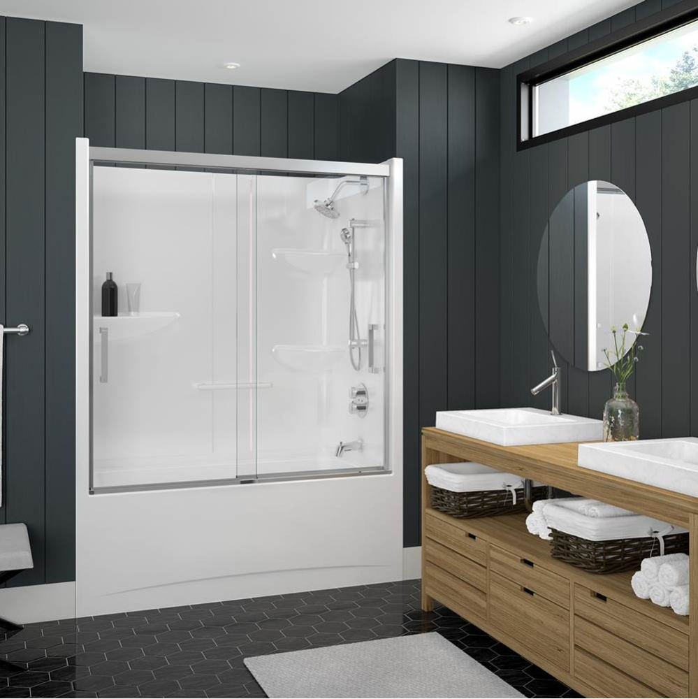 Incognito 57 51-54 x 56 3/4 in. 8mm Bypass Tub Door for Alcove Installation with Clear glass in Ch