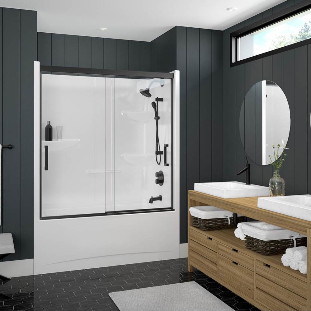 Incognito 57 51-54 x 56 3/4 in. 8mm Bypass Tub Door for Alcove Installation with Clear glass in Ma