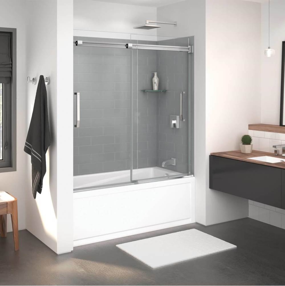 Inverto 56-59 x 55 ½-59 in. 8mm Bypass Tub Door for Alcove Installation with Clear glass in C