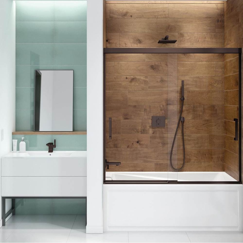 Incognito 57 56-59 x 56 3/4 in. 6mm Bypass Tub Door for Alcove Installation with Clear glass in Da