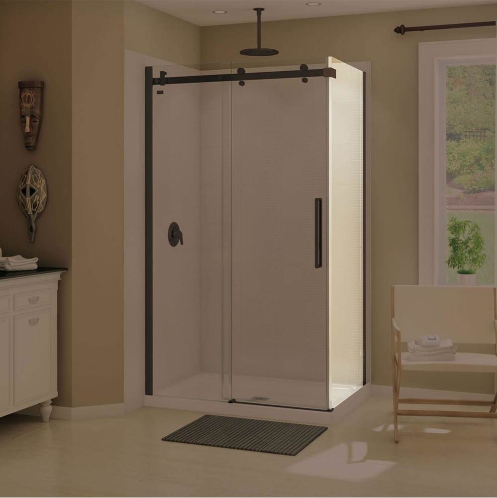 Halo Return Panel for 34 in. Base with Clear glass in Dark Bronze