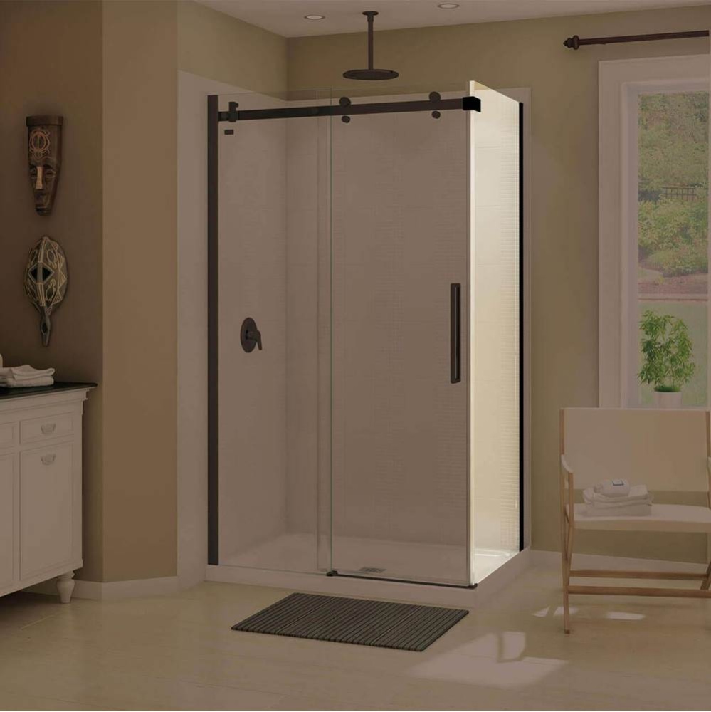 Halo Return Panel for 34 in. Base with Clear glass in Matte Black