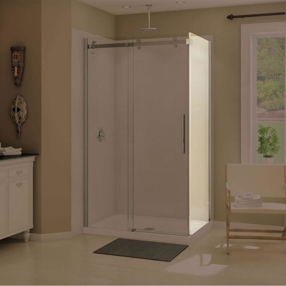 Halo Return Panel for 36 in. Base with Clear glass in Chrome