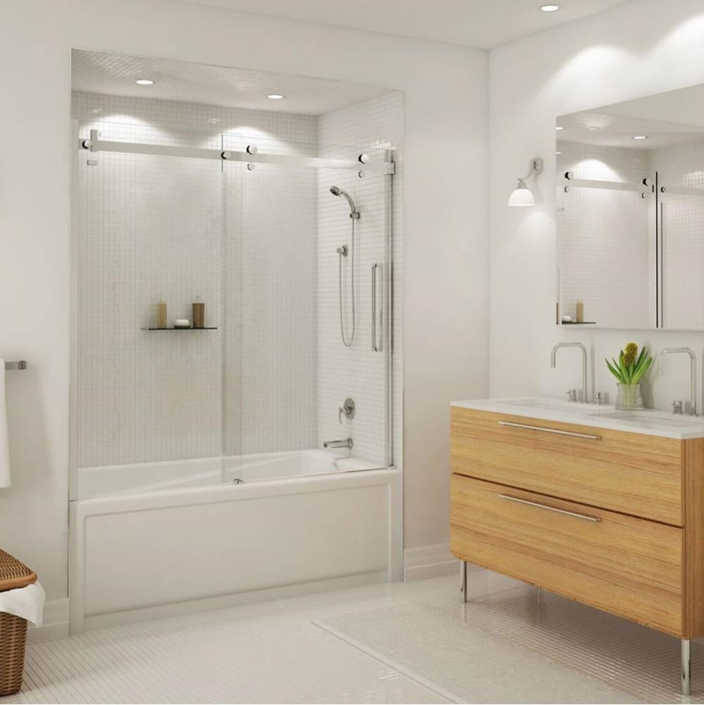 Halo 56.5-59 x 59 in. 8 mm Sliding Tub Door for Alcove Installation with Clear glass in Chrome