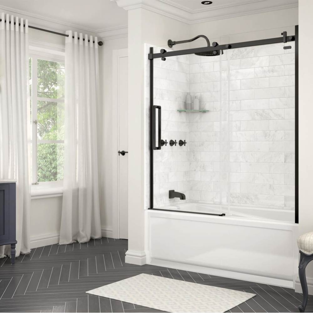 Halo 56.5-59 x 59 in. 8 mm Sliding Tub Door for Alcove Installation with Clear glass in Matte Blac