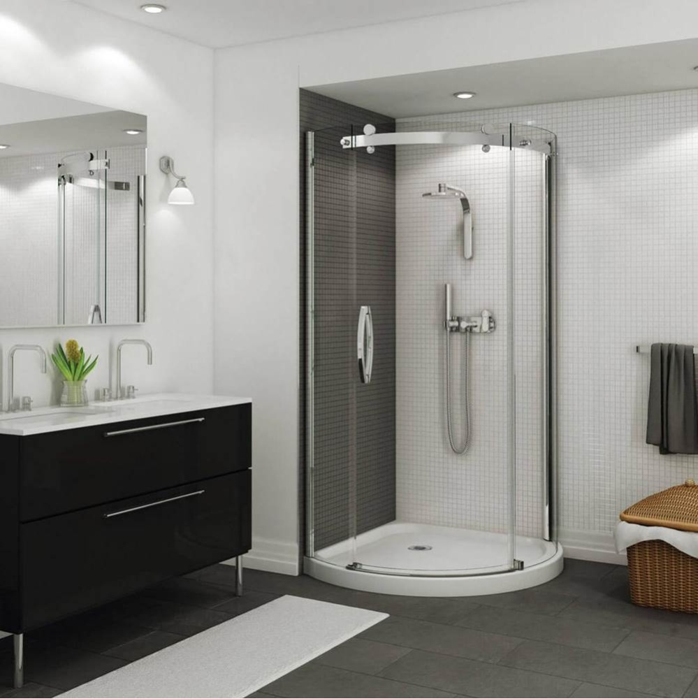 Halo Round 36 x 36 x 76 in Sliding Shower Door for Corner Installation with Clear glass in Chrome