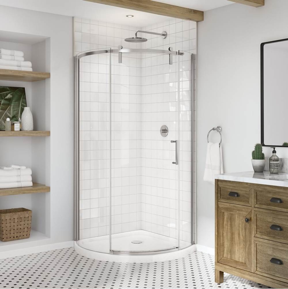 Outback Round 36 x 36 x 75 5/8 in. 8mm Sliding Shower Door for Corner Installation with Clear Glas