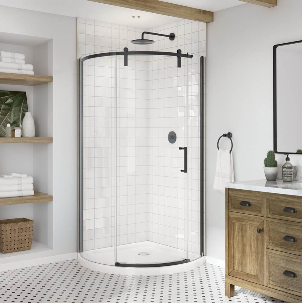 Outback Round 36 x 36 x 75 5/8 in. 8mm Sliding Shower Door for Corner Installation with Clear Glas