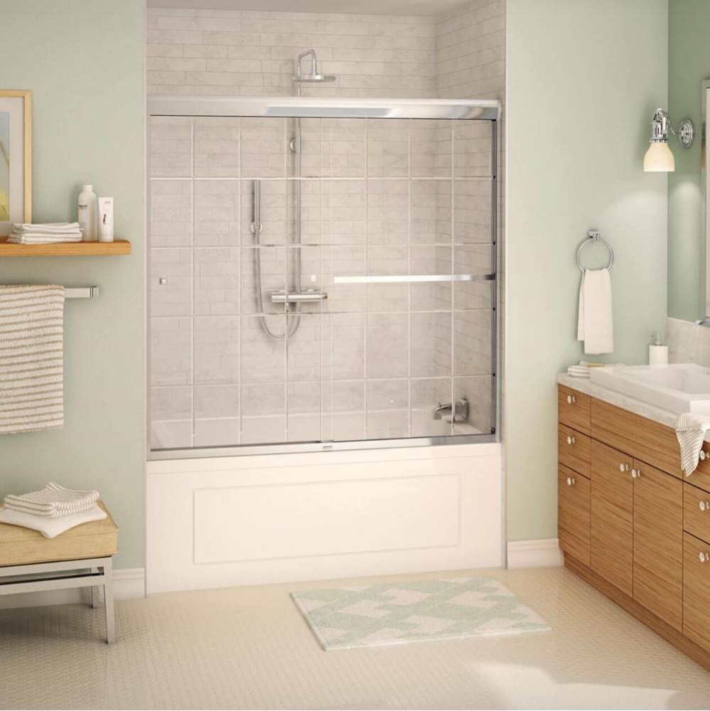 Noble 55-59 x 57 in. 8 mm Bypass Tub Door for Alcove Installation with French Door Glass in Chrome