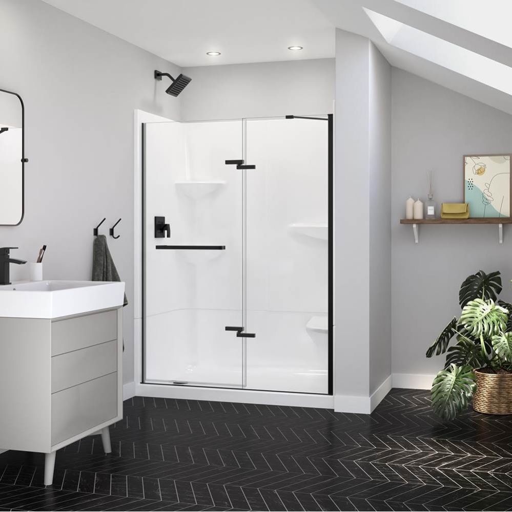 Reveal Sleek 71 51 1/2-54 1/2 x 71 1/2 in. 8mm Pivot Shower Door for Alcove Installation with Clea