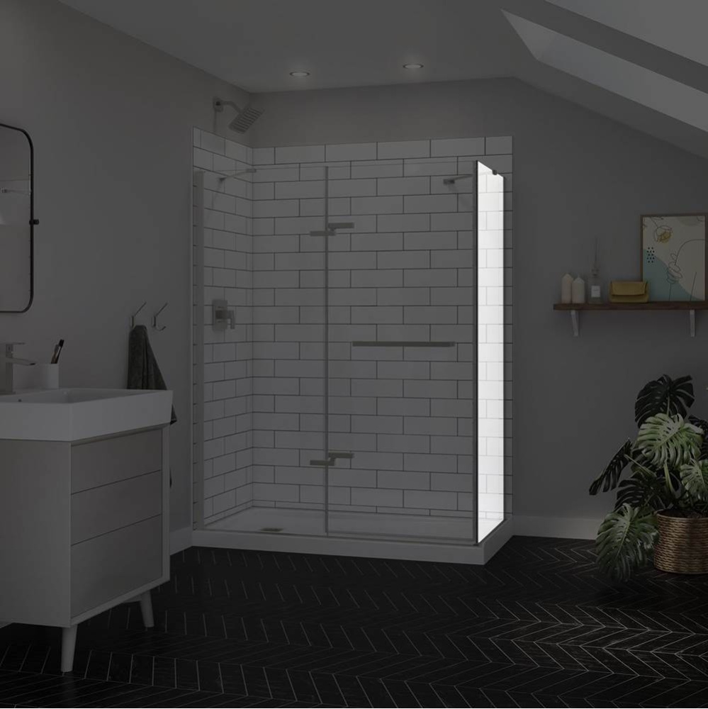 Reveal Sleek 71 Return Panel for 32 in. Base with Clear glass in Brushed Nickel