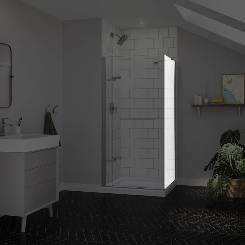 Reveal Sleek 71 Return Panel for 36 in. Base with Clear glass in Chrome