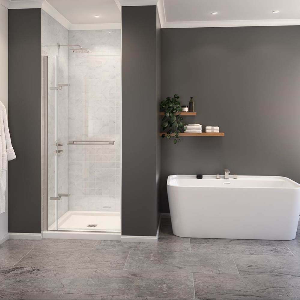 Capella 78 32.5-35.5 x 78 in. 8 mm Pivot Shower Door for Alcove Installation with GlassShield®