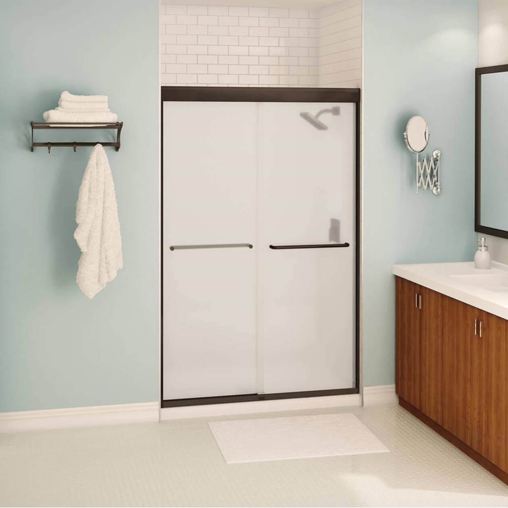 Tonik 43-47 x 71 in. 6 mm Sliding Shower Door for Alcove Installation with Frosted Glass in Dark B