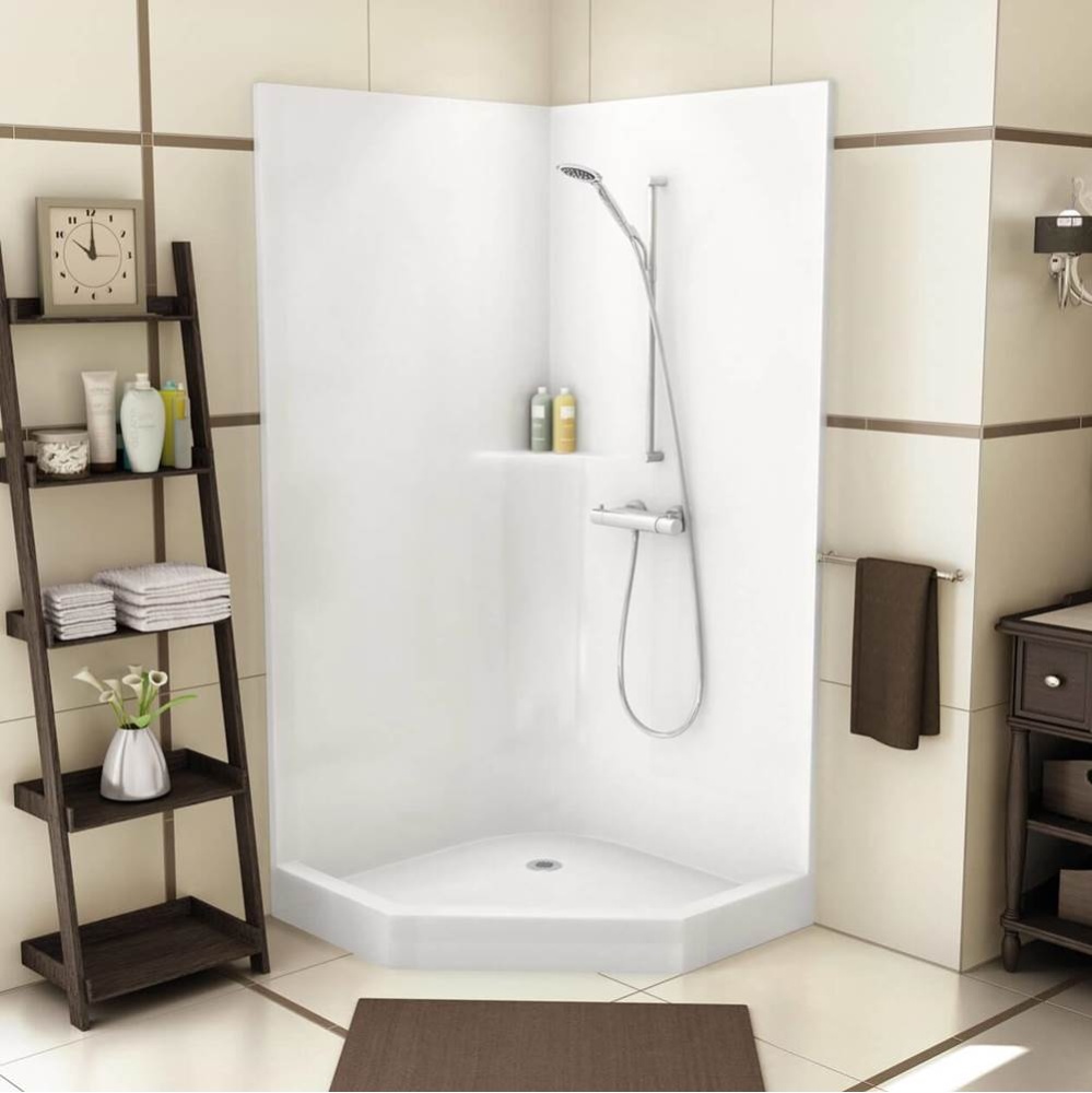 CSS40 42 x 42 AcrylX Corner Center Drain One-Piece Shower in White